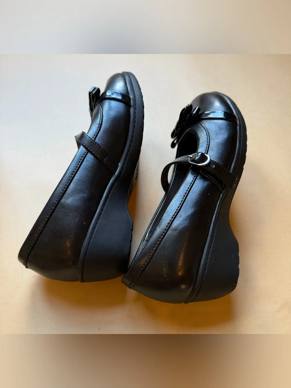 French Toast Girls Black Mary Jane Dress Shoes Bow Buckle Size 3